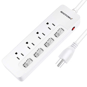 ROOTOMA appliance extension cord with four outlets for organized home use