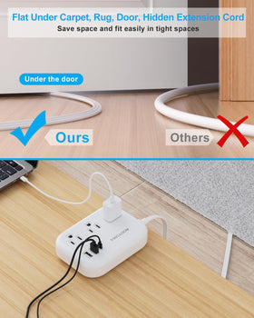 ROOTOMA 45-degree flat plug sits flush against furniture.