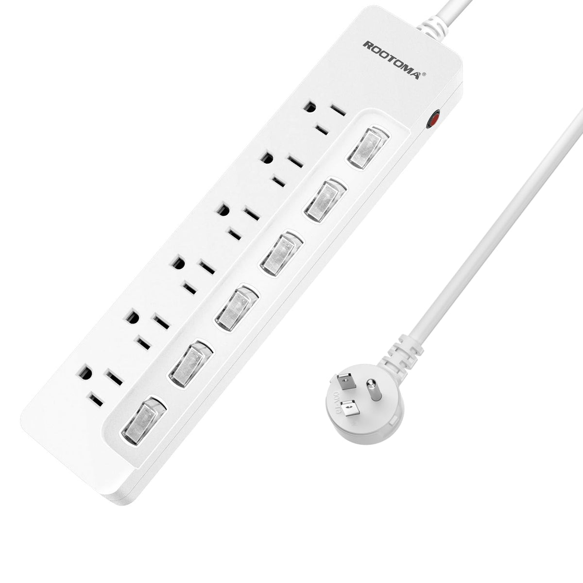 ROOTOMA power strip with six outlets for organized office use.