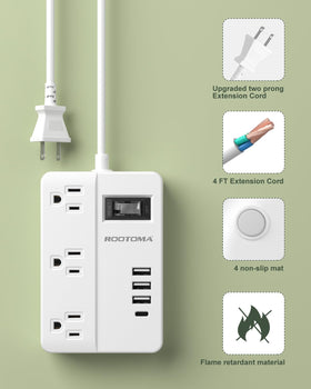 ROOTOMA USB-C port plus USB-A ports for fast charging multiple devices