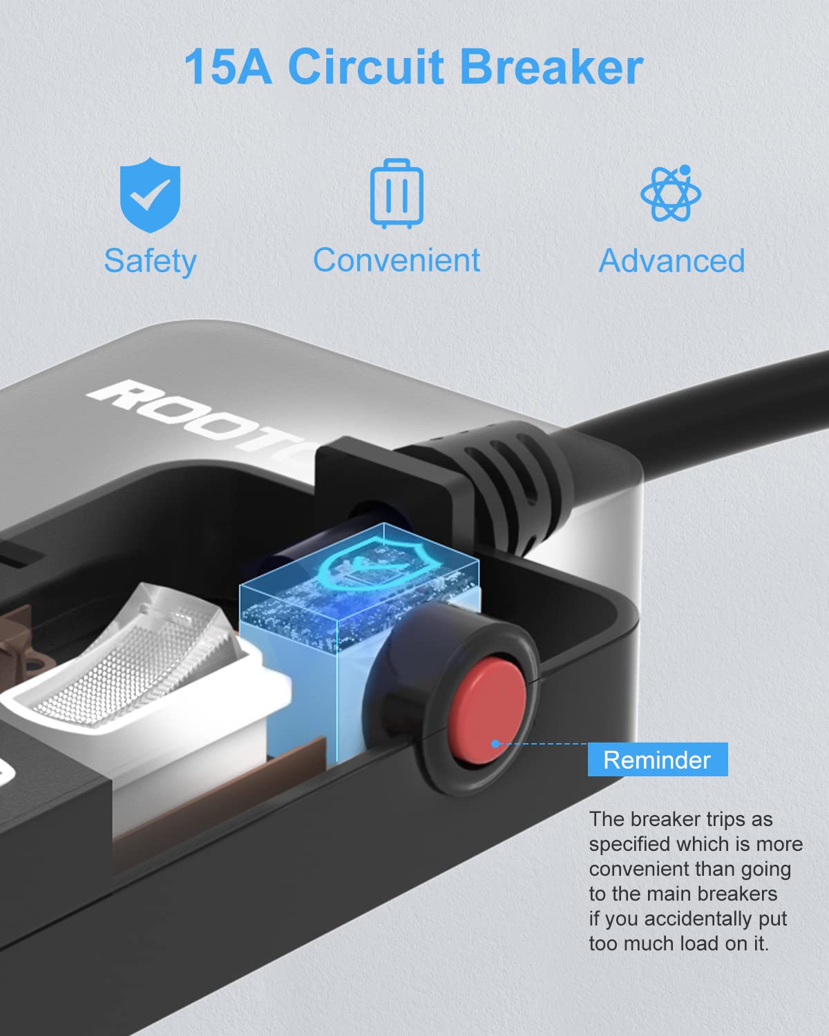 ROOTOMA wall-mountable power strip enables convenient placement