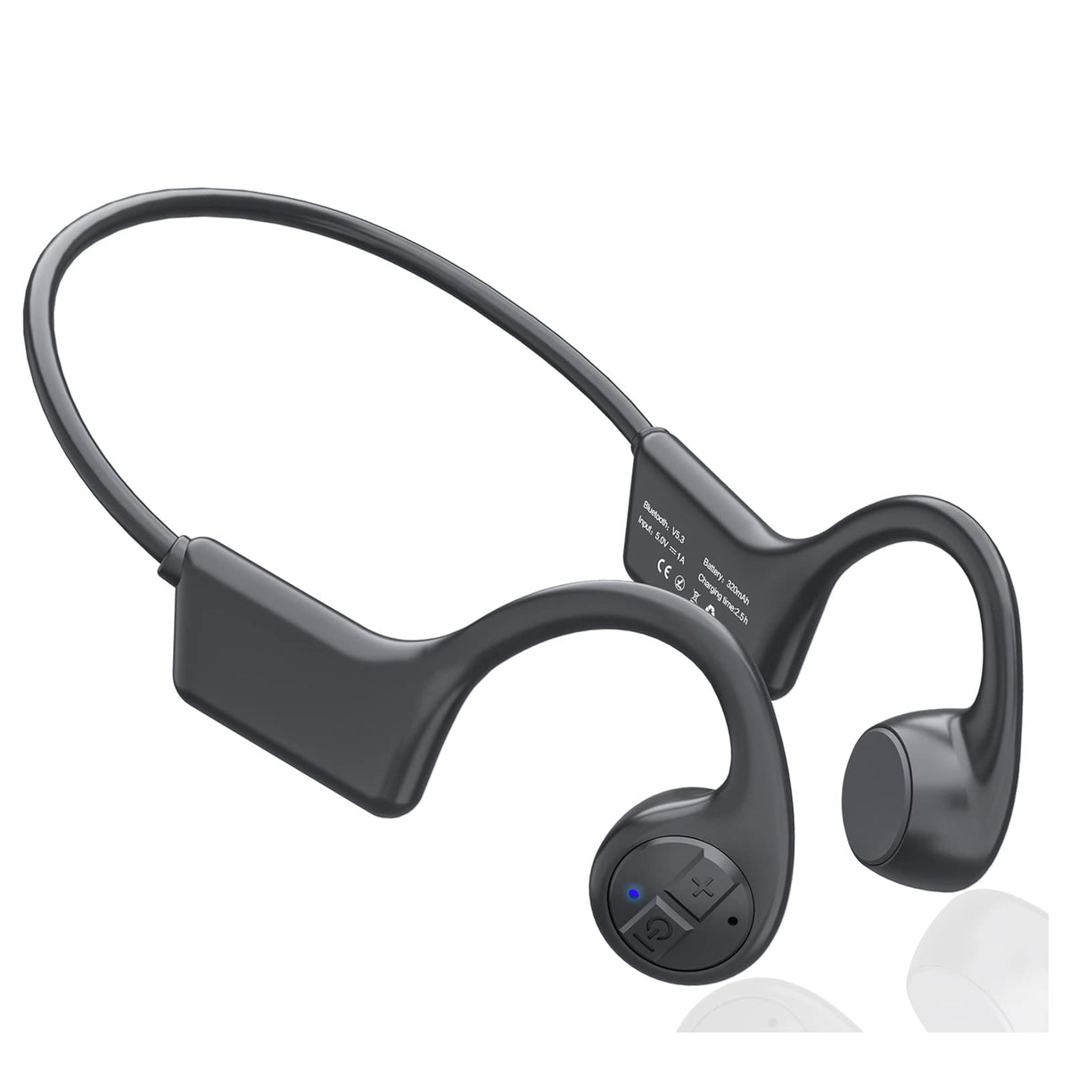 ROPASOMIC bone conduction headphones front view highlighting open-ear design for ambient awareness.