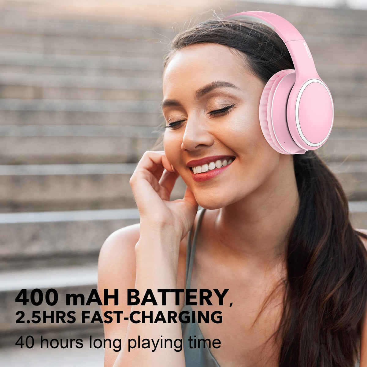 RORSOU B10 pink with 50-hour playtime for extended travel sessions.