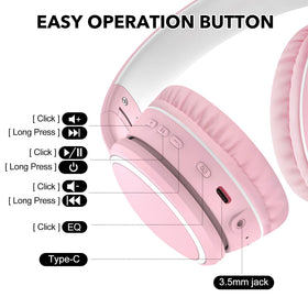 RORSOU B10 pink built-in mic for clear calls on the go.