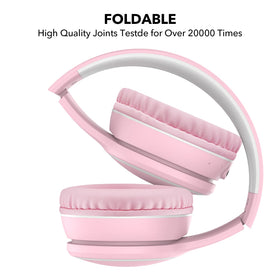 RORSOU B10 pink headphones with ultra-soft ear cushions for long wear.