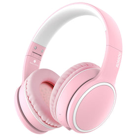 RORSOU B10 pink over-ear headphones folded for portable travel comfort.
