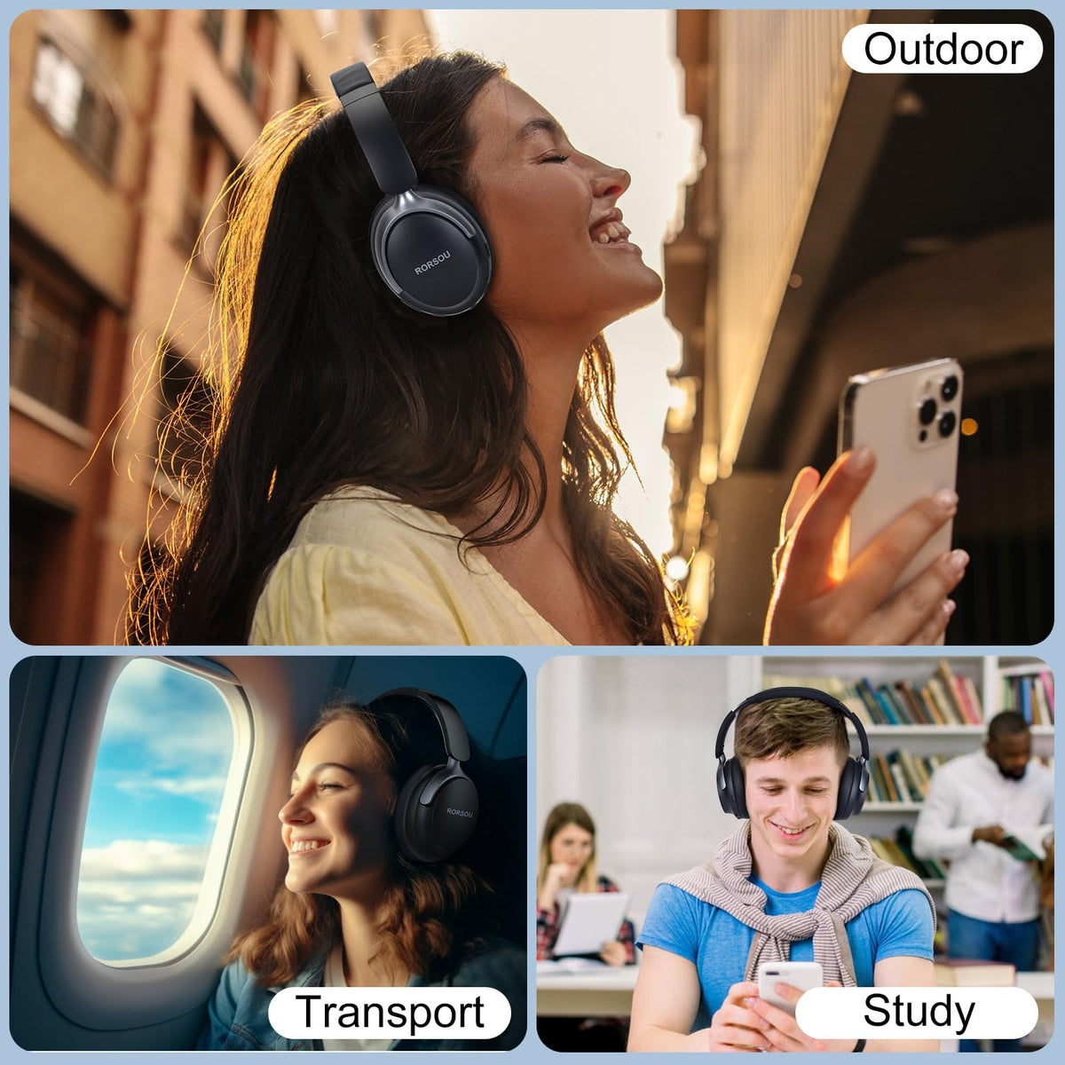 RORSOU B8 50-hour battery life supports long listening sessions.