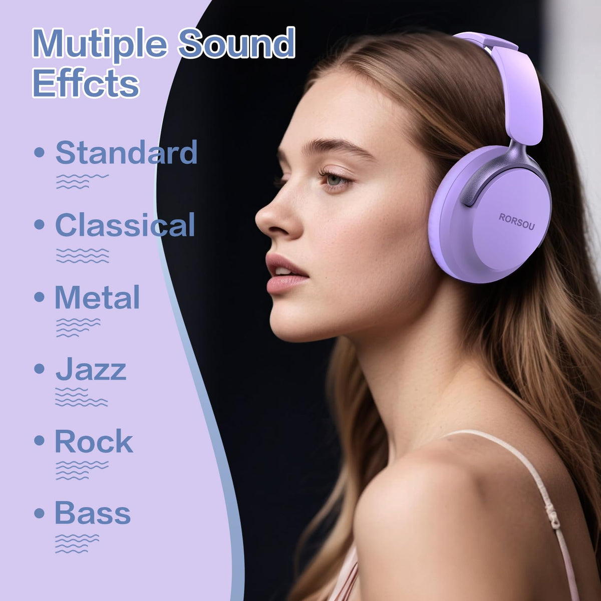 RORSOU B8 earcup closeup with soft protein leather, long-wear comfort advantage