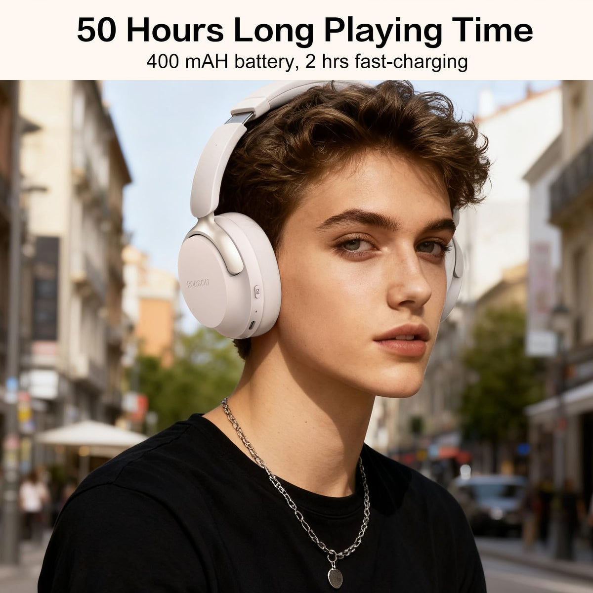 RORSOU B8 worn by user in lifestyle setting for commuting and hands-free calls
