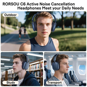 RORSOU C6 with aux and USB cables showing wired backup and easy charging