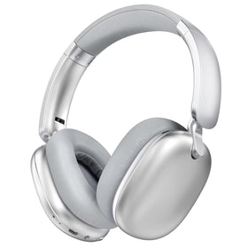 RORSOU C6 front view in silver showing sleek earcups and headband, ideal for travel comfort