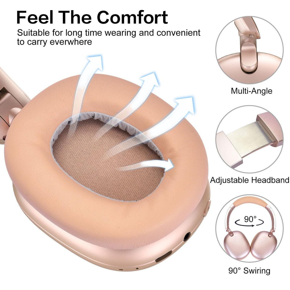 RORSOU C6 headband padding detail showing adjustable cushion, ensuring secure comfortable fit