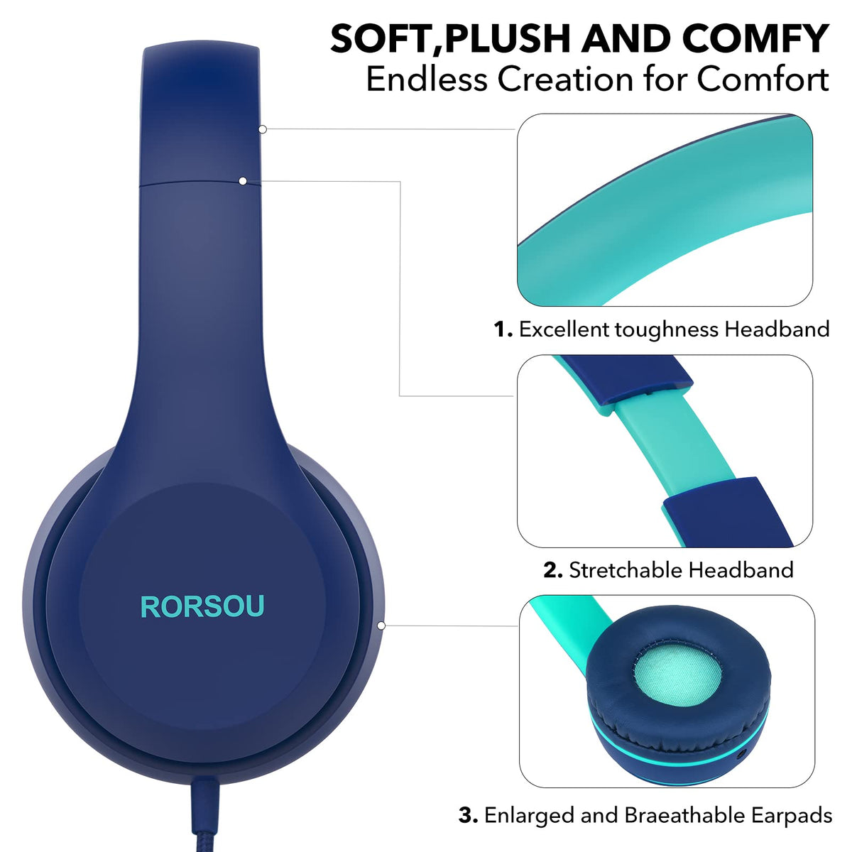 RORSOU K5 earpad close-up showing soft protein leather comfort benefit