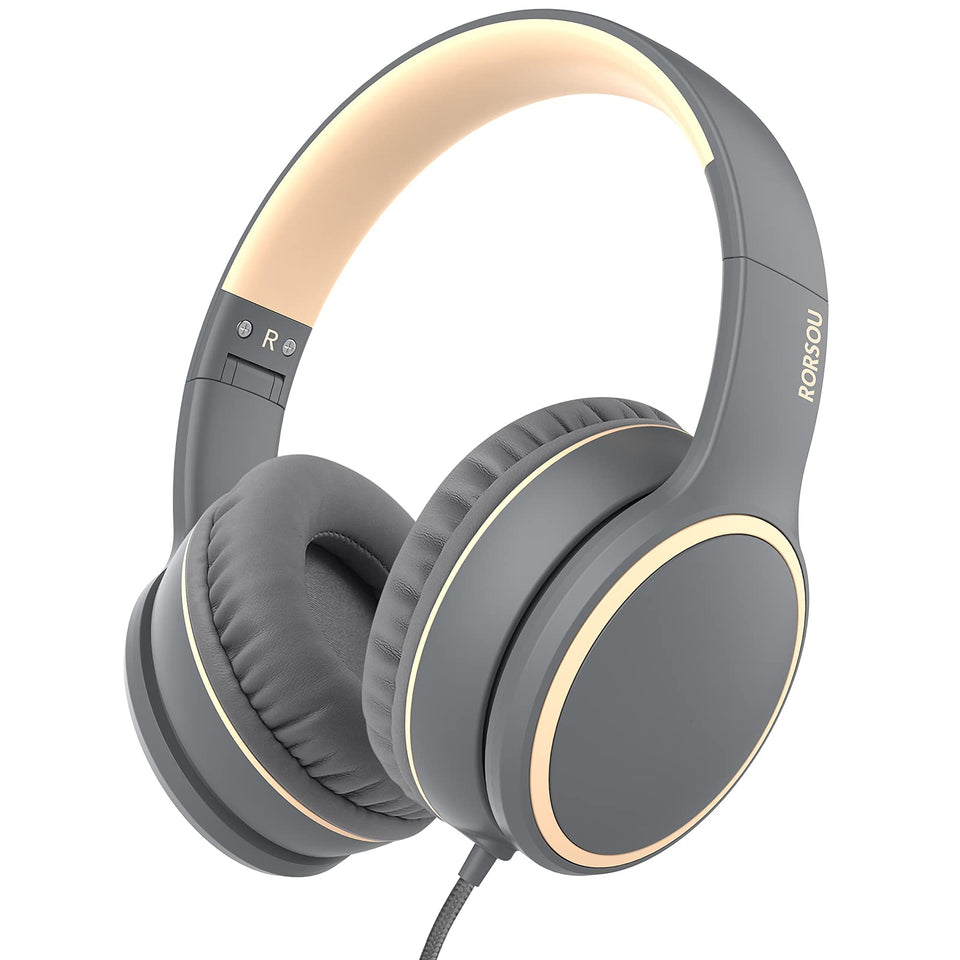 RORSOU R10 headphones front view with lightweight design for comfy all-day listening