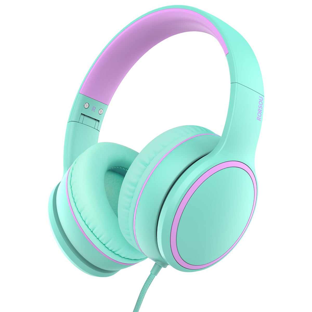 RORSOU R10 over-ear headphones with microphone for clear calls and extended comfort.