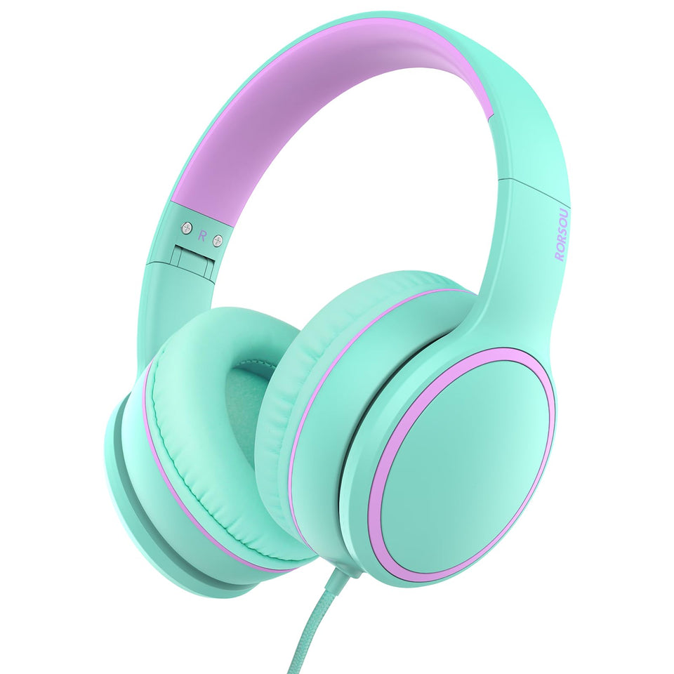 RORSOU R10 over-ear headphones with microphone for clear calls and extended comfort.