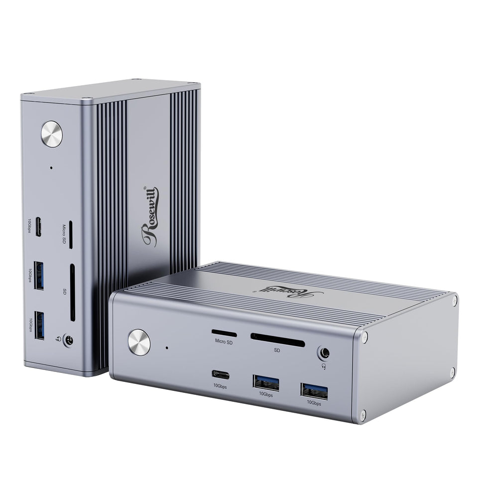 Rosewill front view docking station showing ports and included charger for fast setup