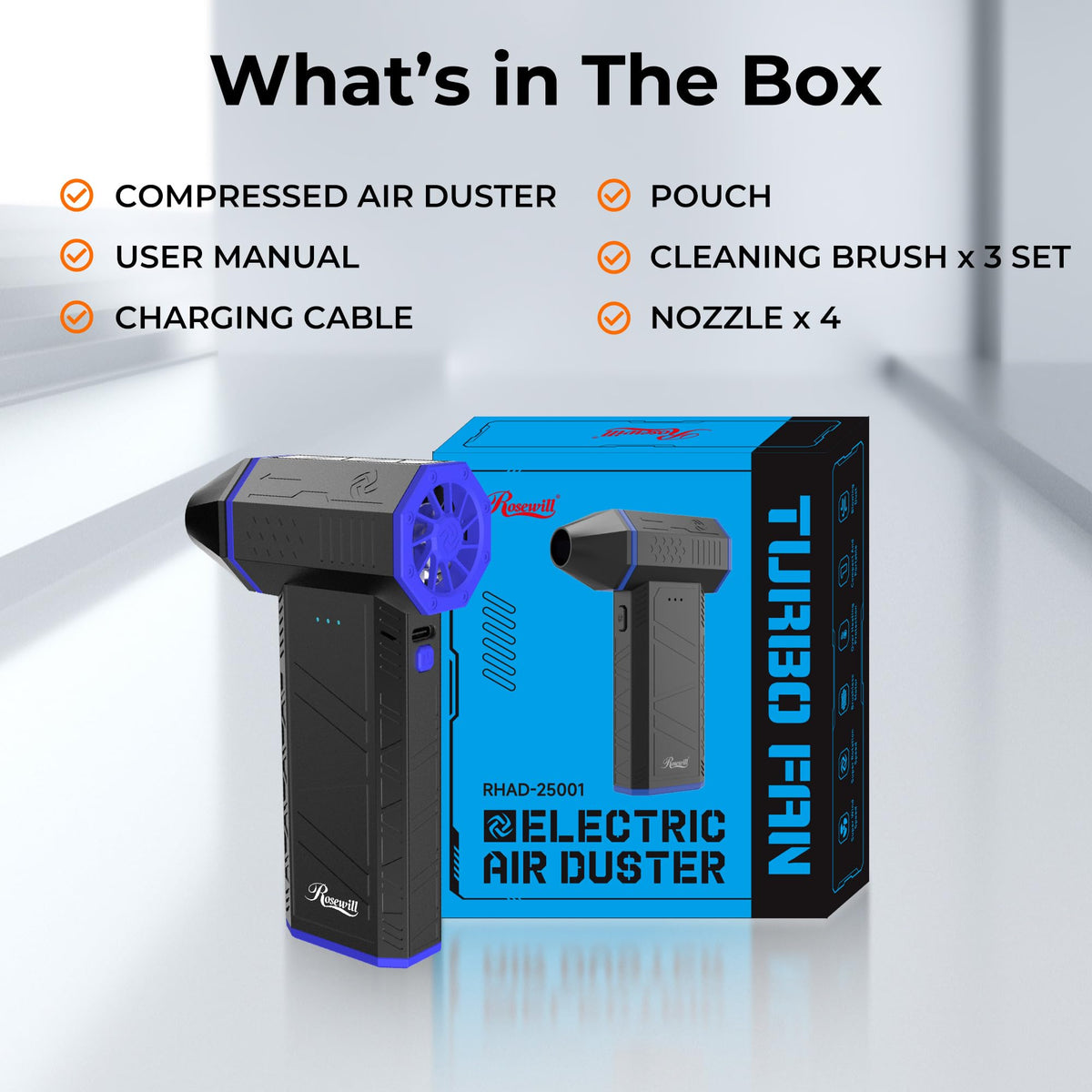 Rosewill retail box and included accessories ready for immediate use