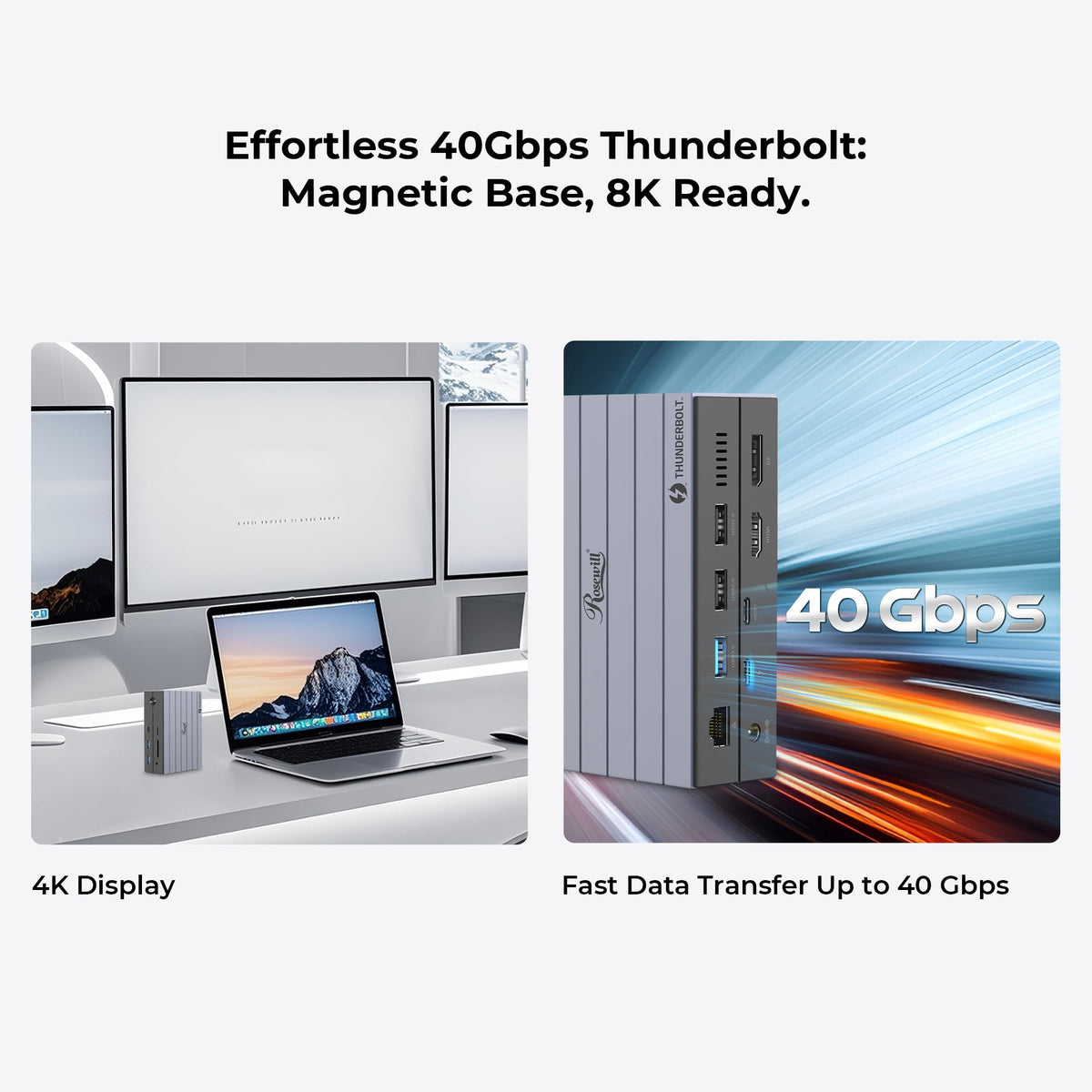 Rosewill RHUB-TB14 display capability enabling 8K or triple 4K multitasking