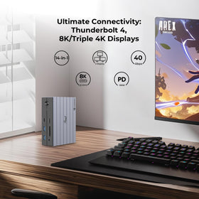 Rosewill RHUB-TB14 port panel with Ethernet, audio, and card readers for versatility