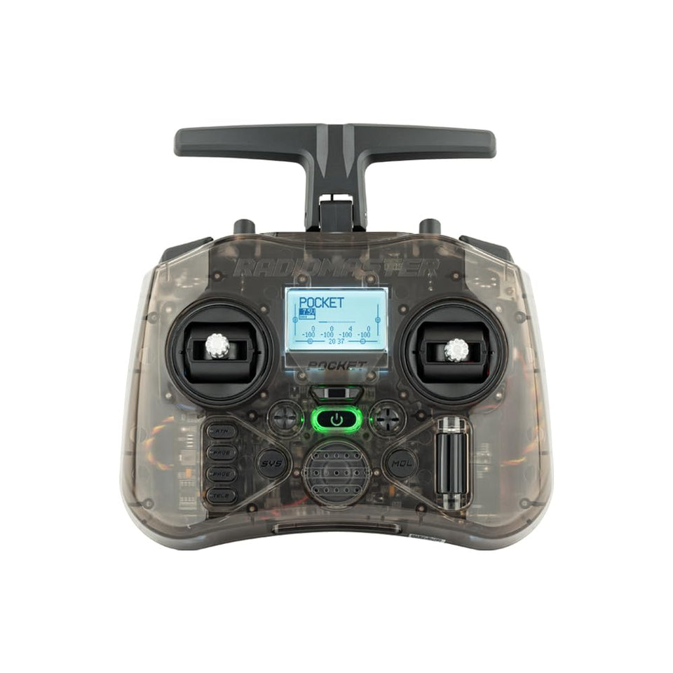 RotorLogic RadioMaster Pocket front view highlights compact design for on-the-go pilots.