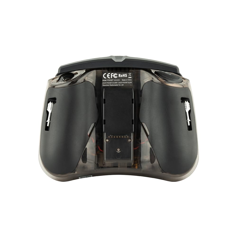 RotorLogic RadioMaster Pocket nano module bay supports compatible crossfire or tracer modules.