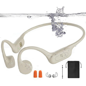 Roujune front packaging in apricot showing waterproof headphones and benefits