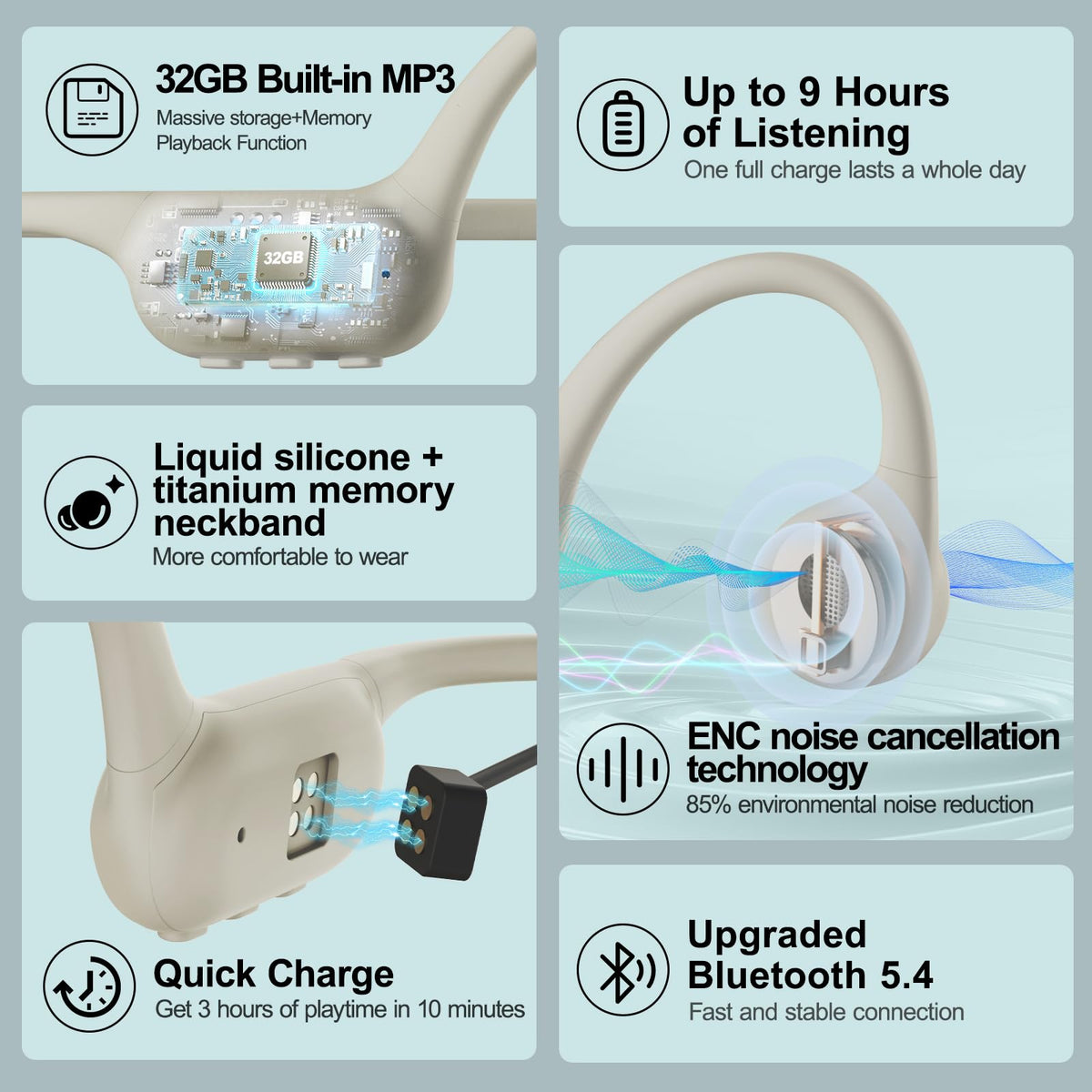Roujune headphones held in hand to show compact size and lightweight design