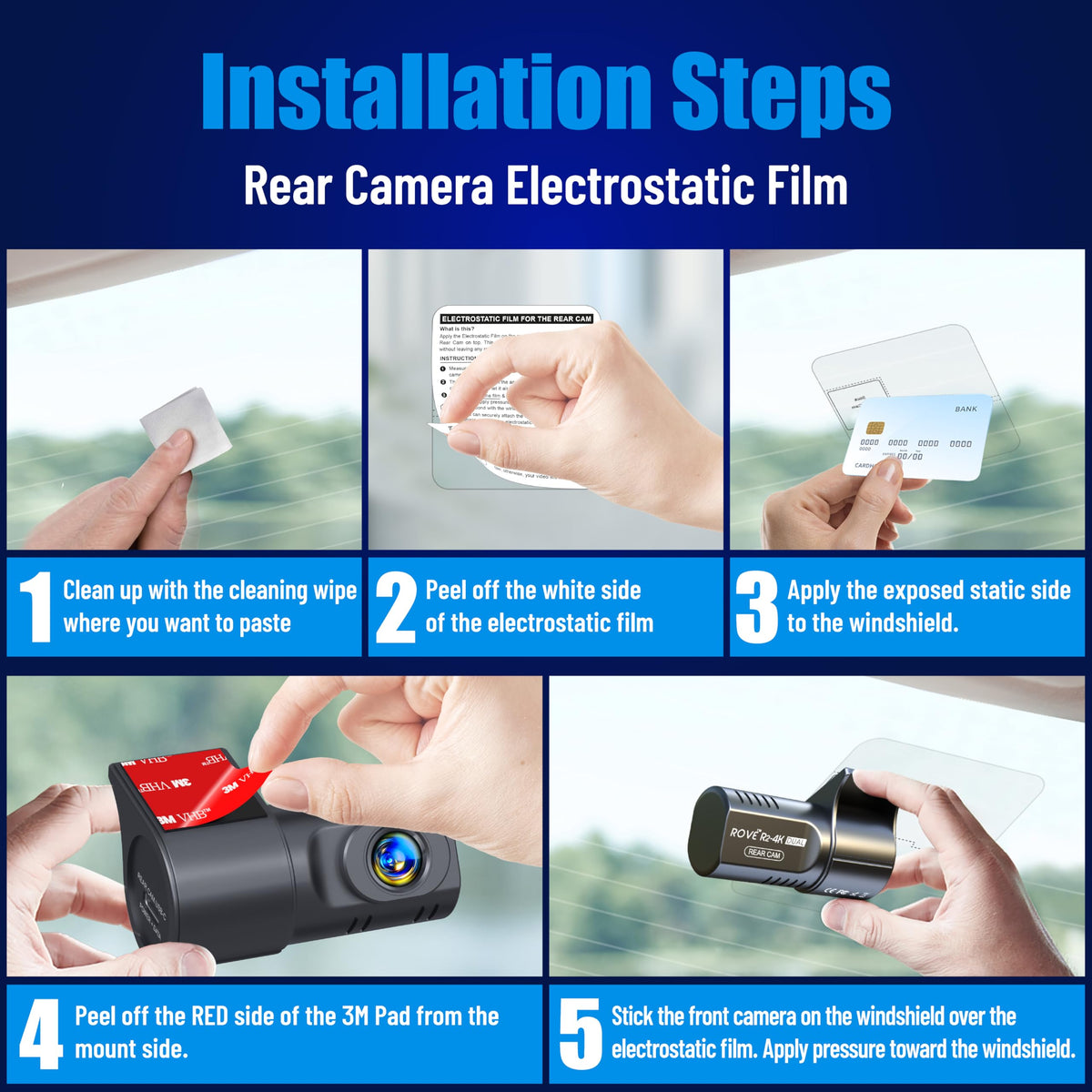 ROVE installed front dashcam demonstrating stable mount and clear view
