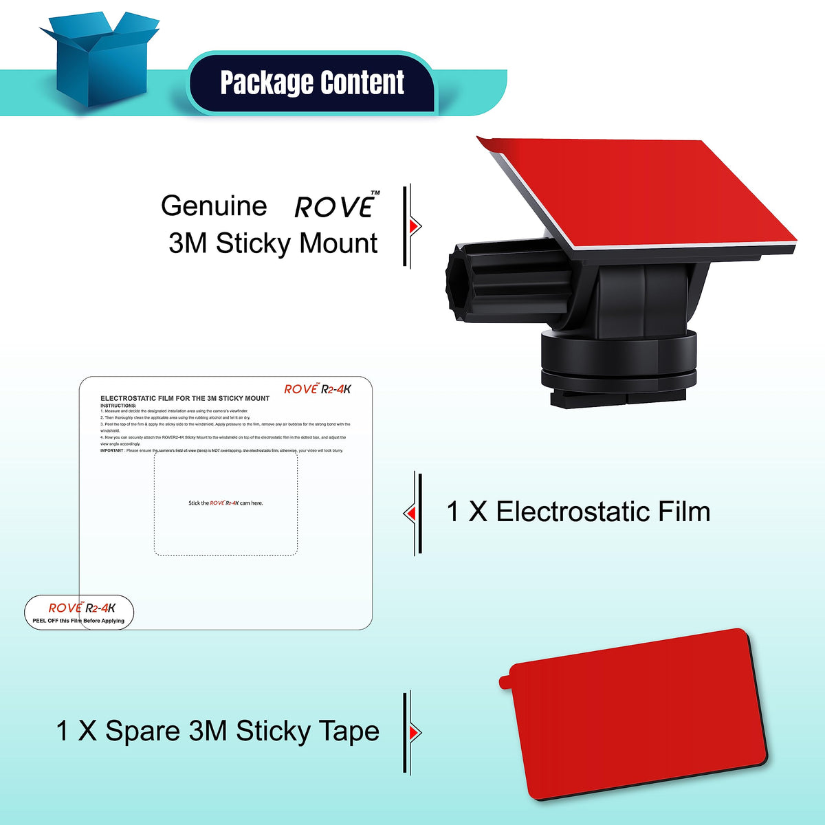 ROVE Sticky Mount works with R2-4K series for secure mounting