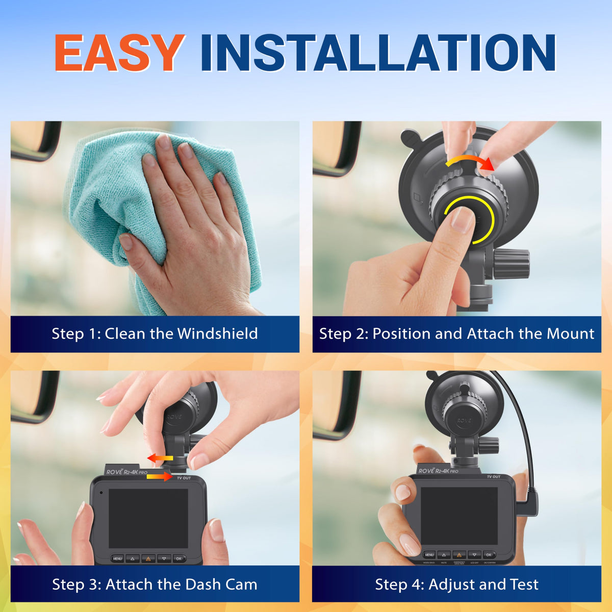 Secure fit for R2-4K PRO ensures reliable dash cam mounting.