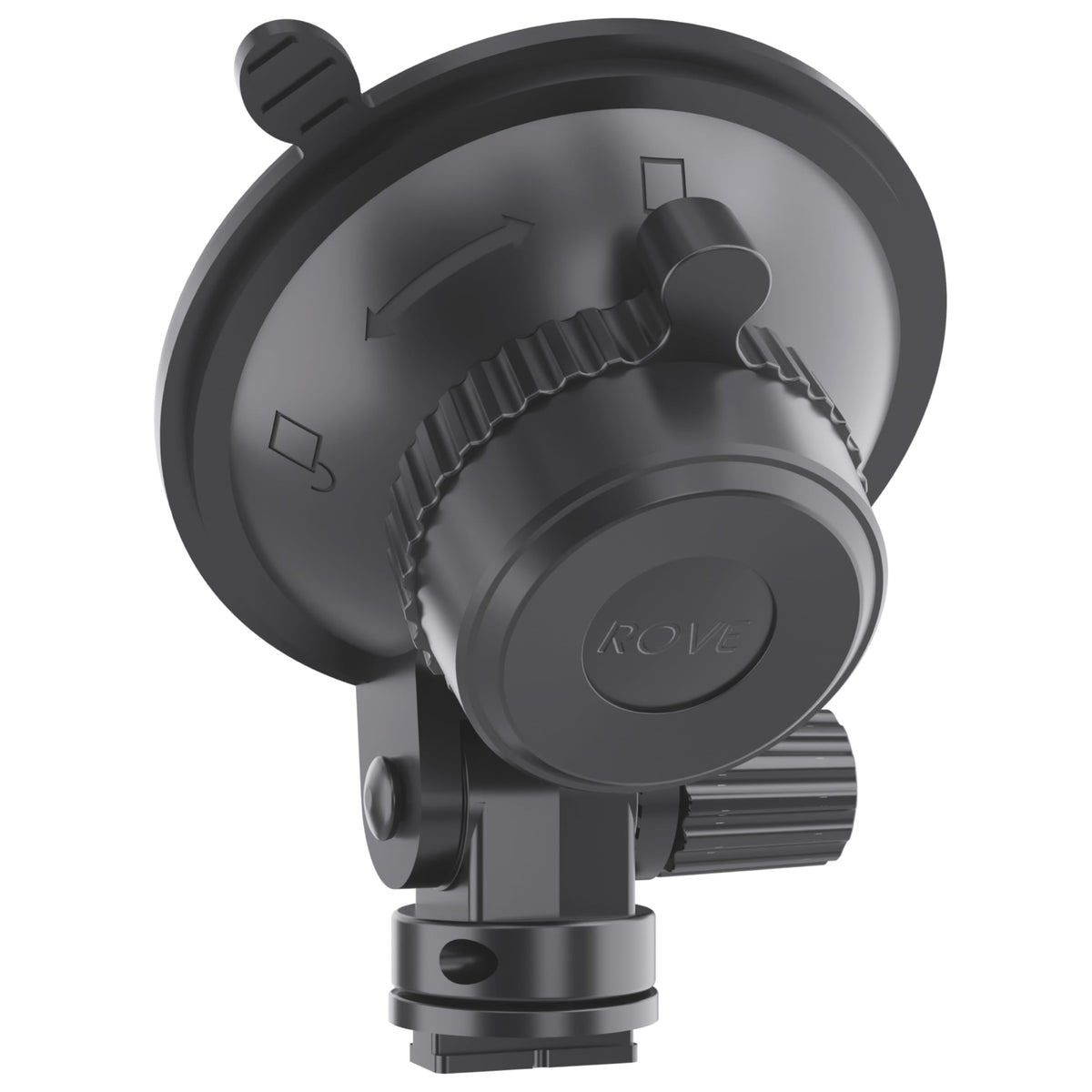 ROVE suction cup mount on windshield offers versatile 360-degree positioning for R2-4K cameras.