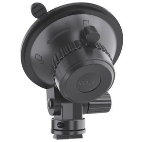 ROVE suction cup mount on windshield offers versatile 360-degree positioning for R2-4K cameras.