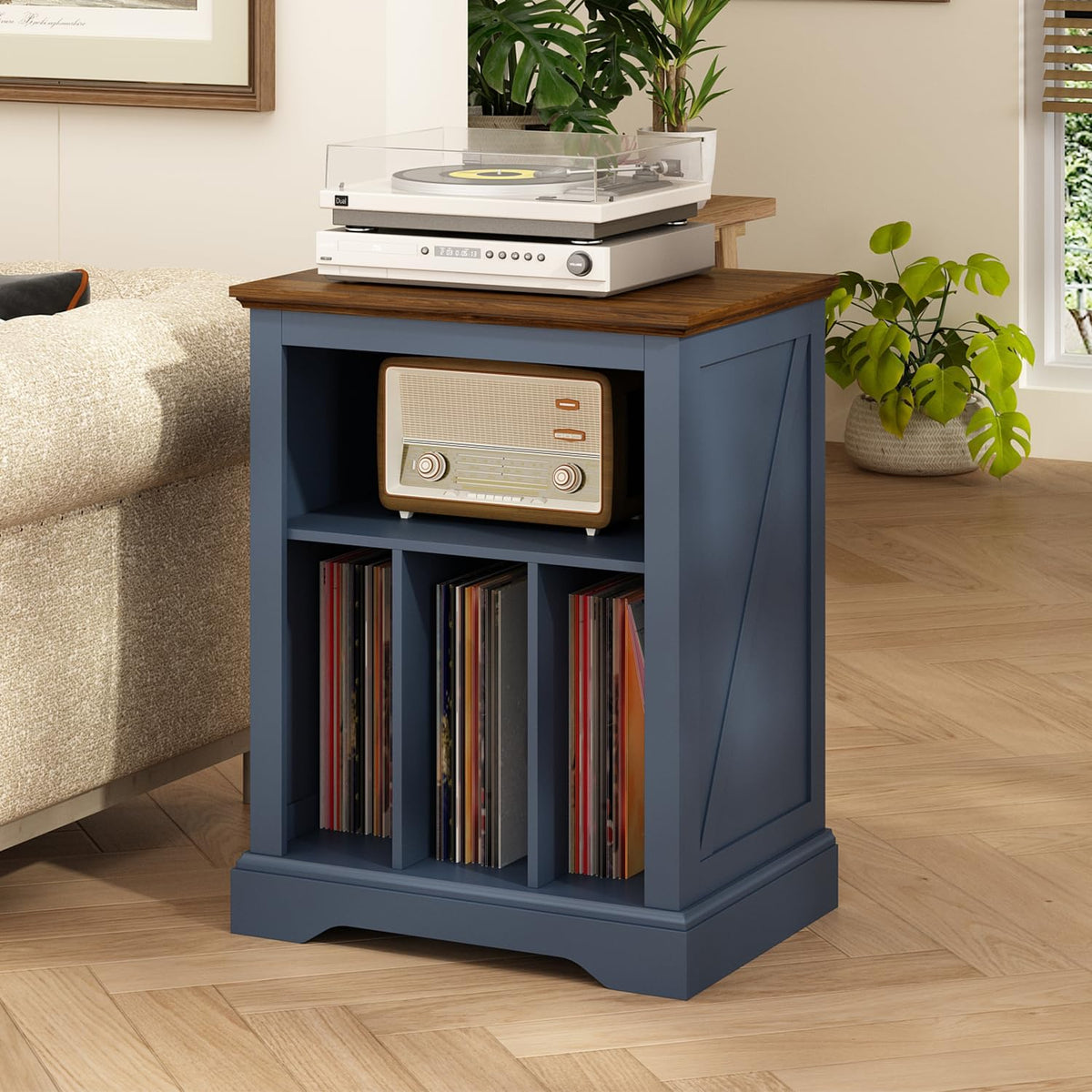 RowyPoey record player stand top surface showing ample space for turntable and accessories.