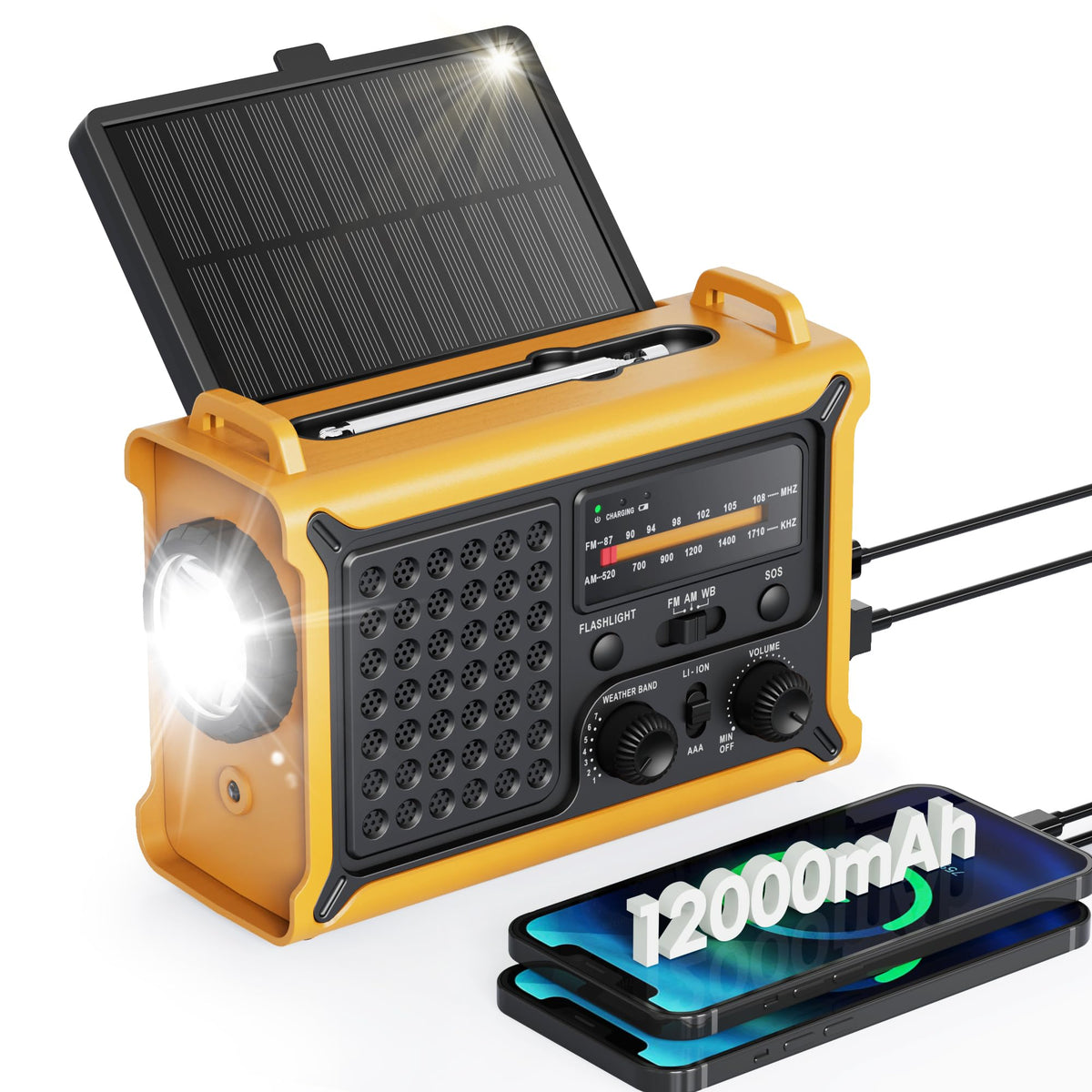 Roxicosly front panel showing radio, lights, and controls for emergency preparedness