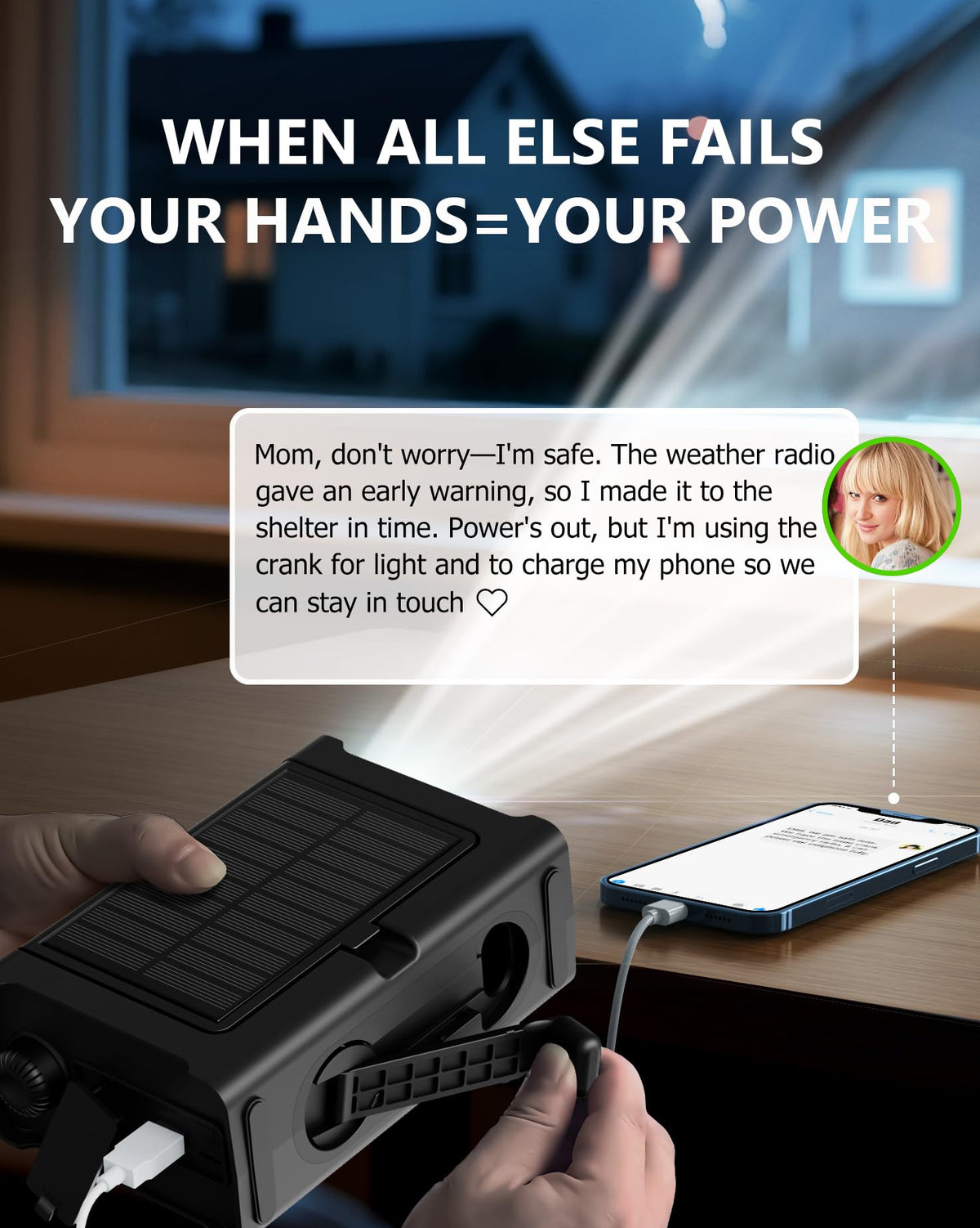 Roxicosly hand crank detail demonstrating reinforced arm for efficient manual power