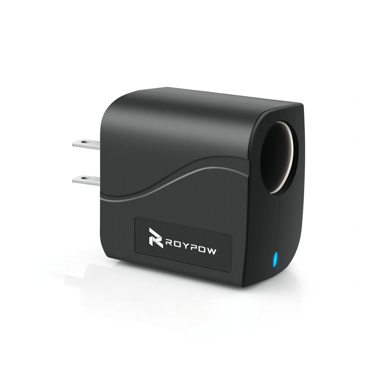 RoyPow AC to DC adapter delivering 12V power for dash cams and small devices