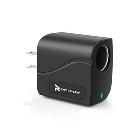 RoyPow AC to DC adapter delivering 12V power for dash cams and small devices