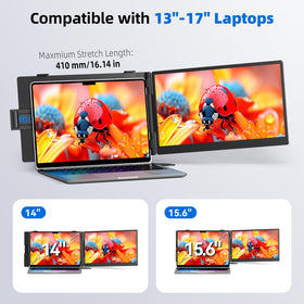 ROYY 14.2 inch laptop screen extender in use with a laptop on the go