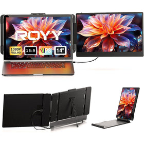 ROYY laptop screen extender 14-inch FHD display for clearer multitasking.