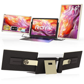 ROYY laptop screen extender in dual stand configuration for multitasking