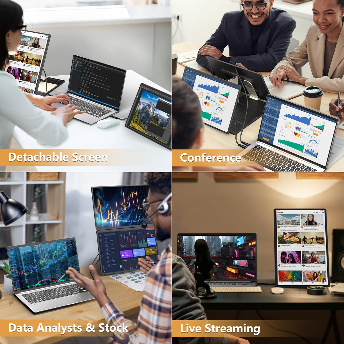 ROYY Portable dual-monitor setup is easy to carry on the go.