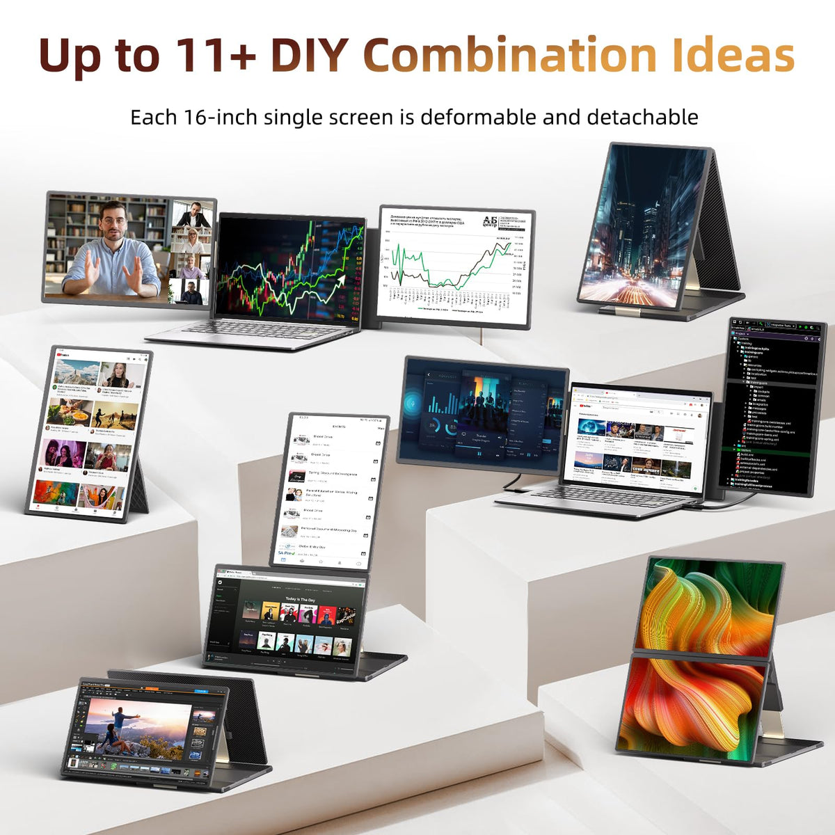 ROYY Laptop Screen Extender rotation supports portrait or landscape layouts.