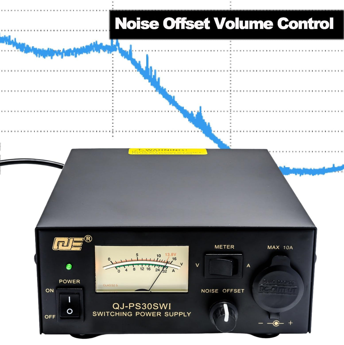 Front cigarette plug on the RQG PS30SW powers handheld radios and devices up to 10A.
