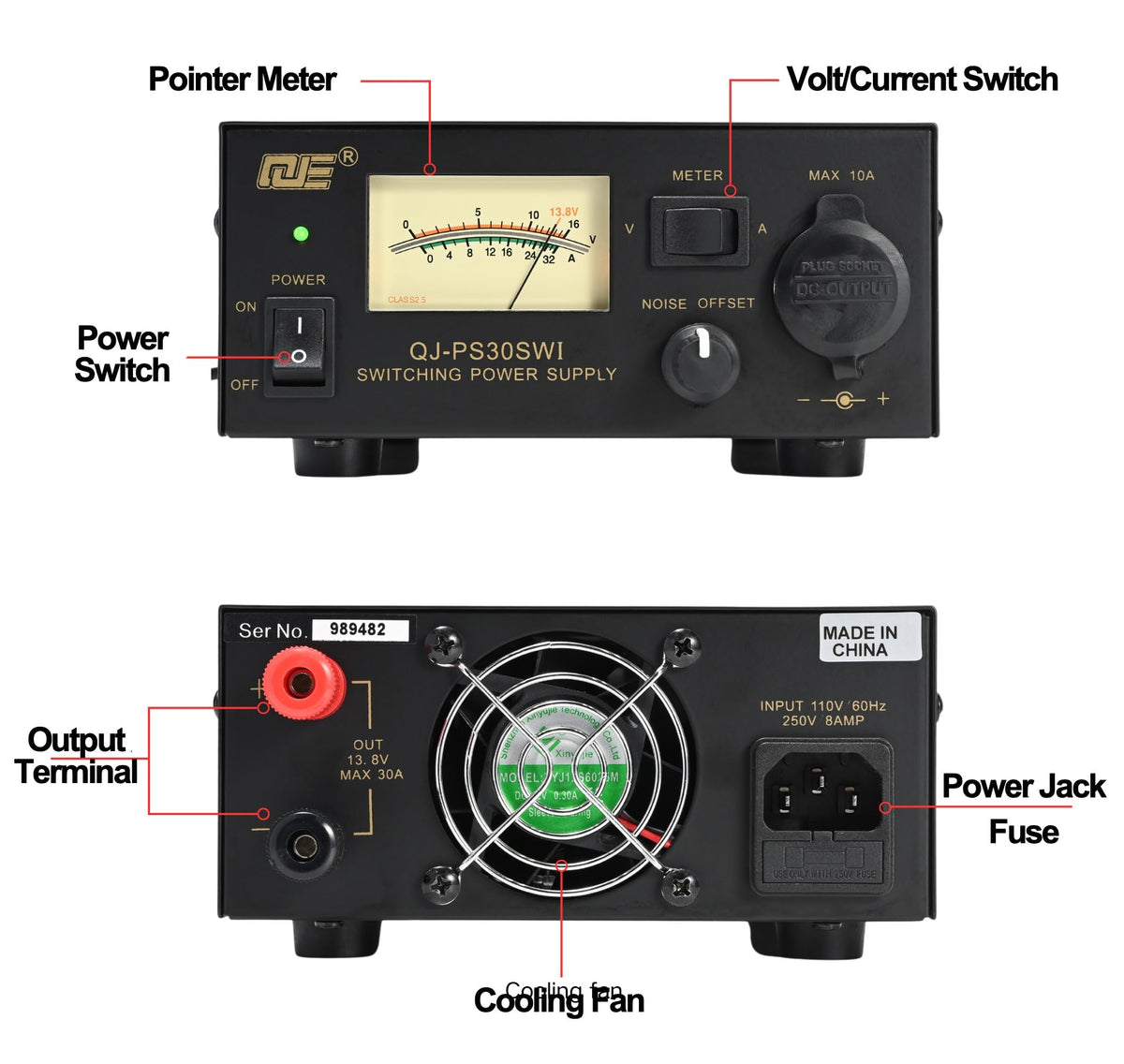 Cooling fan on the RQG PS30SW ensures stable operation during long transmissions.