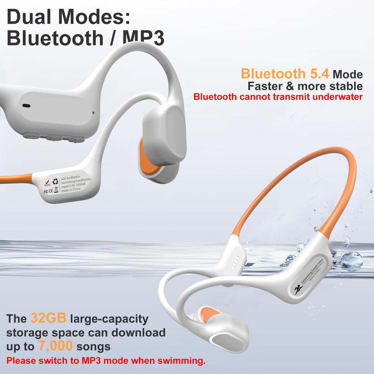 RR SPORTS headphones held in a hand to show compact size and lightweight design