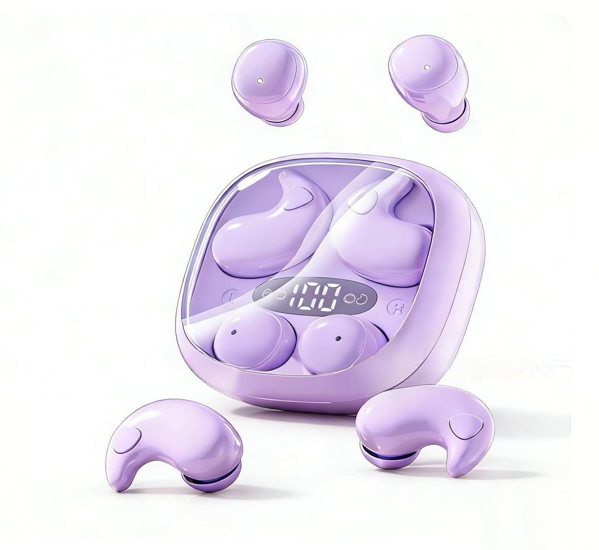RRLLRJ front packaging showing purple earbuds and benefits