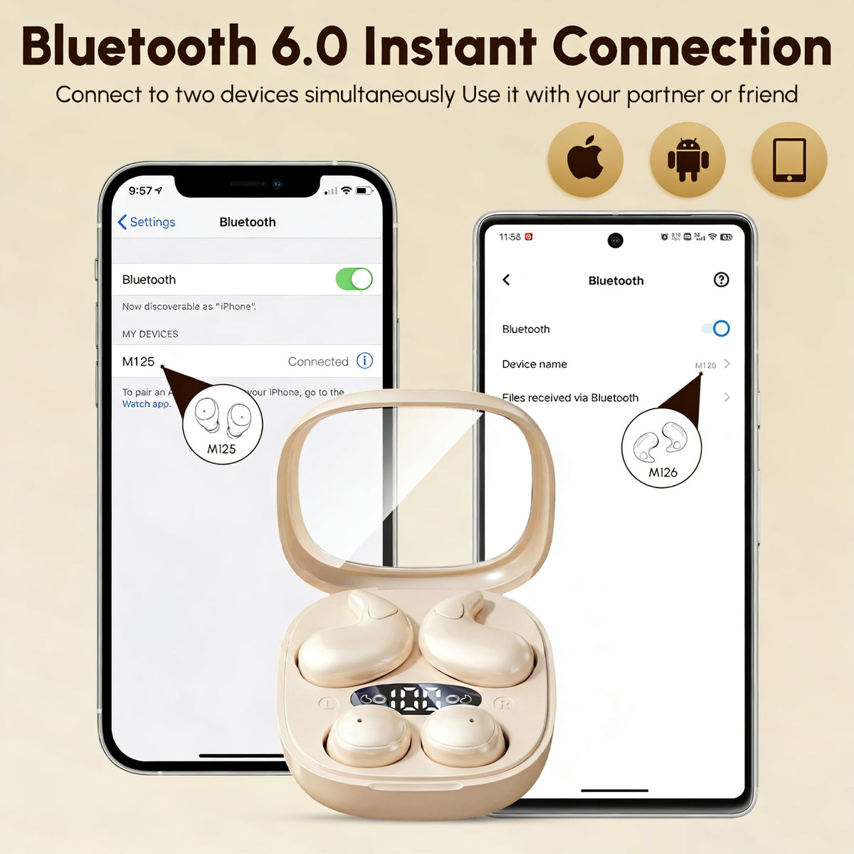 Traveler wearing RRLLRJ earbuds with neck pillow, discreet sleep audio on the go