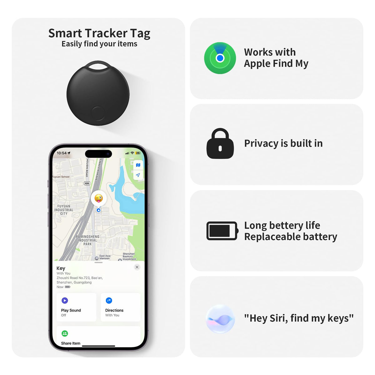 RSH Air Tracker Tag on keys enables quick nearby alerts