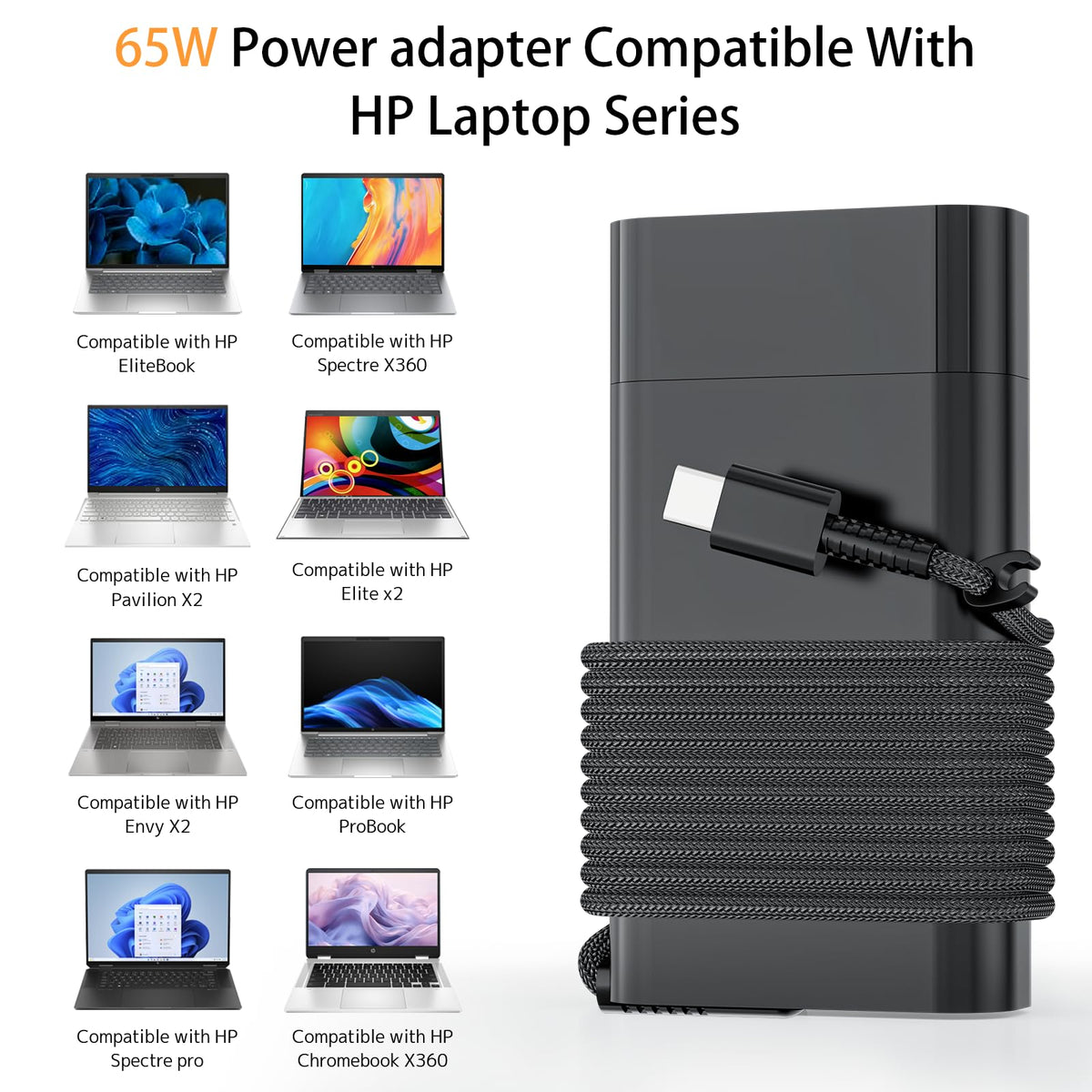 RTESRU 65W USB-C adapter black sleek finish suits travel setups.